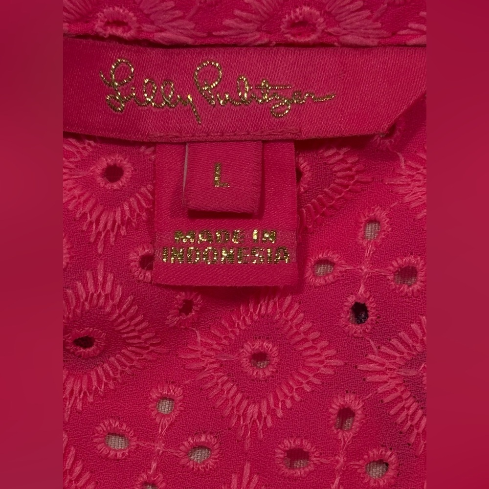 Lilly Pulitzer Bright Pink Eyelet Blouse - Picture 10 of 11